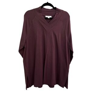 Pure J.Jill‎ Affinity French Terry Tunic Top XL Wine Relaxed Knit Modal Stretch